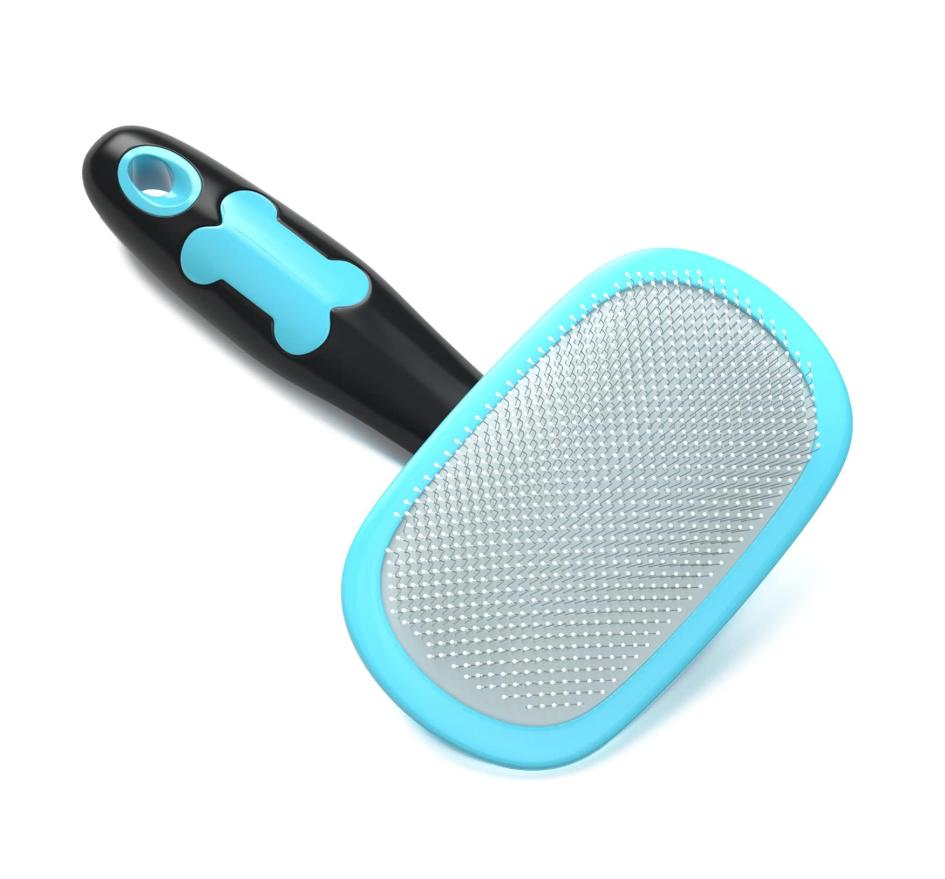 Brosse anti-poils turquoise pour chien et chat