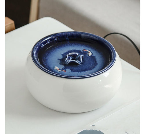 Fontaine à eau céramique bleue pour chat et chien